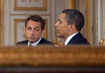 Nicolas Sarkozy et Barack Obama le 6 juin 2009 lors de la conférence de presse conjointe Nicolas Sarkozy et Barack Obama le 6 juin 2009 lors de la conférence de presse conjointe